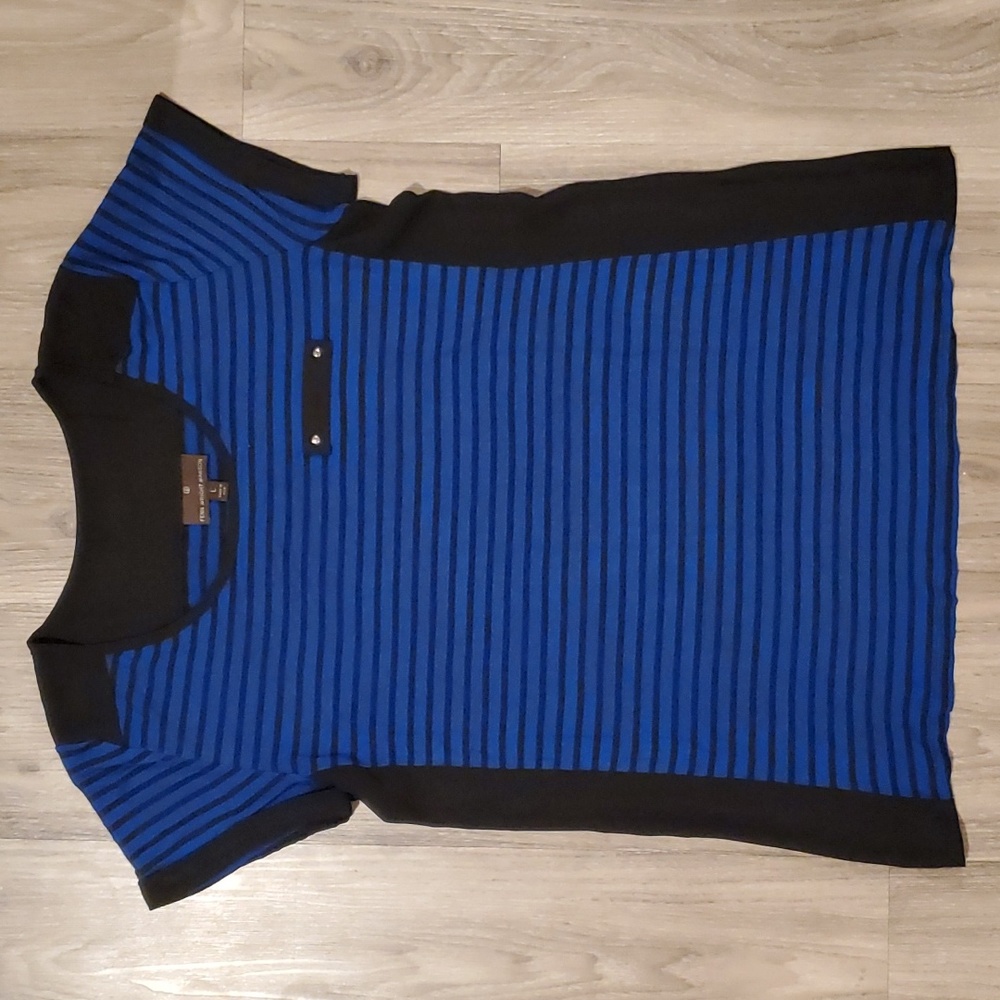 Blue and Black Striped Top